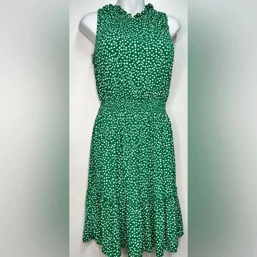 Enfocus Studio Spotted Halter Neck Tiered A-line Dress